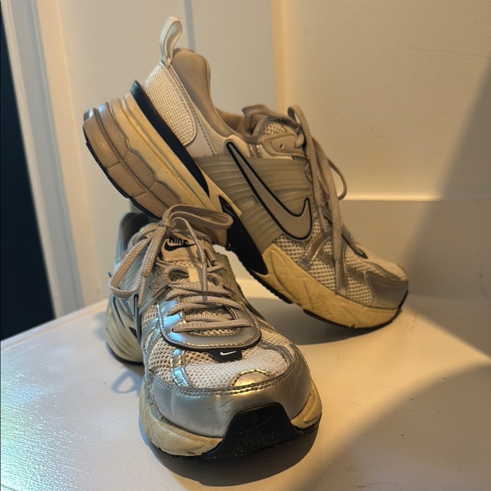 Nike Metallic and White Running Shoes